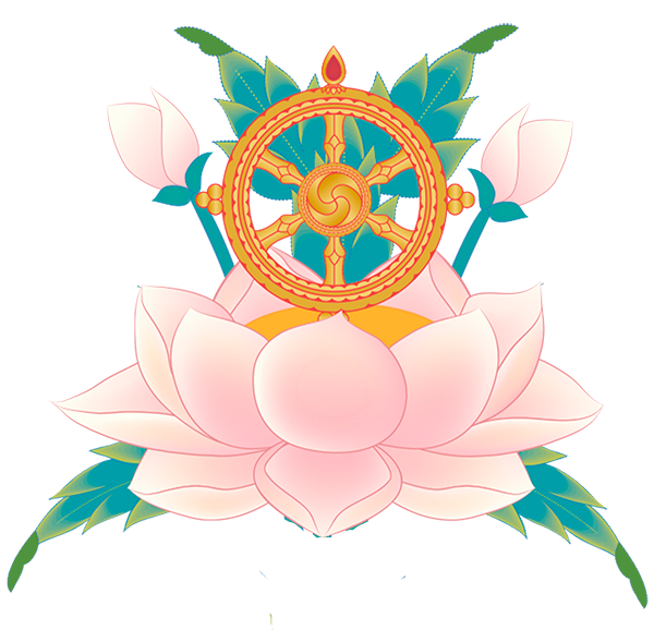 Maitreya 2 motifs vase and dharma wheel rueda